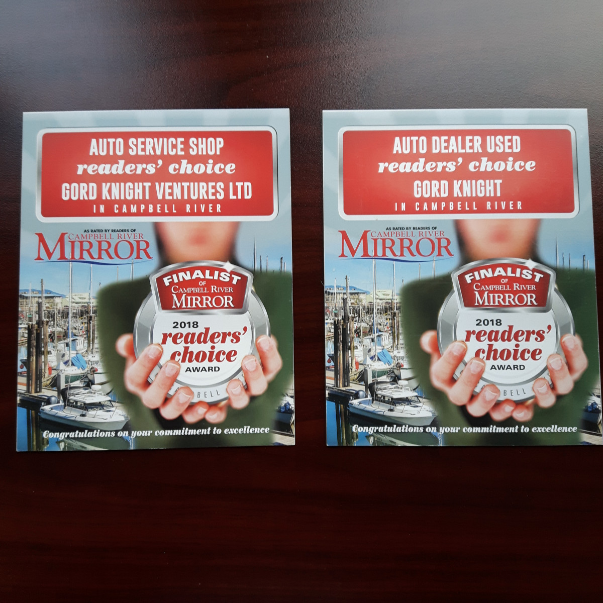 Finalists in Reader's Choice Awards Gord Knight Auto Sales & Service